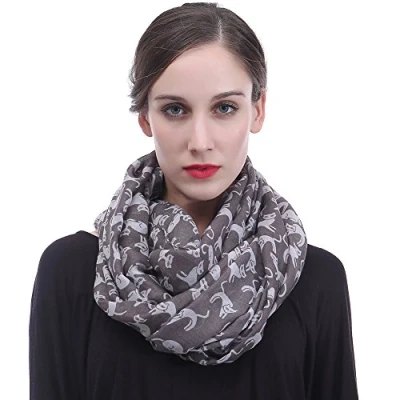 Image of Cat Print Women&#039;s Infinity Scarf Snood Lightweight (Grey)