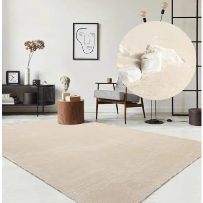 Image of the carpet Relax Cuddly Short Pile Rug, Non Slip Underside, Washable up to 30 Degrees, Super Soft, Fur Look, Beige, 300 x 400 cm