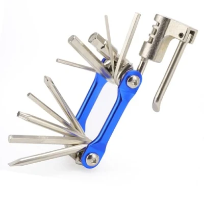 Image of QitinDasen 11 in 1 Bike Repair Tool, Multifunctional Bicycle Portable Mini Maintenance Tool (Blue)