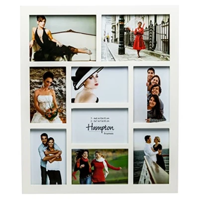 Image of Hampton Frames GALLERY Seven 4x6 (10x15cm) Two 5x7 (13x18cm) White Nine Aperture Photo Frame Plexi (Non Glass) 1232WH9