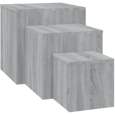Image of vidaXL Side Tables 3 pcs Grey Sonoma Engineered Wood