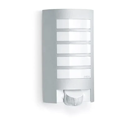 Image of Steinel Outdoor Wall Light L 12 S, 180 Motion Detector up to 10 m range Robust Weatherproof Aluminium E27 max. 60 Watts Porch in Silver