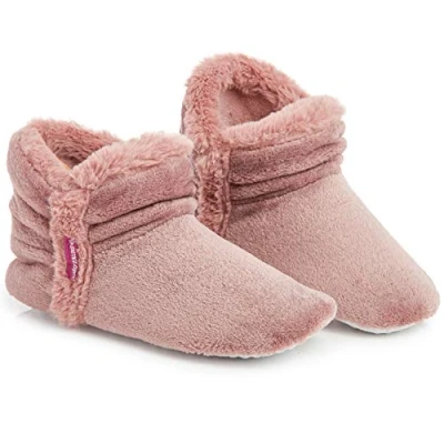Image of DUNLOP Women Bootie Slippers, Ladies Quality Ankle Slippers Memory Foam, Sheepskin Indoor Outdoor Shoes, Comfy Warm Winter Slipper Boots, Gift For (5 UK, Dusky Pink)