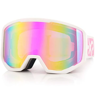 Image of EXP VISION Ski Goggles, Anti fog Snow Snowboard Goggle OTG Dual lens with 100% UV400 Protection for Men Women (White Frame Pink Lens)
