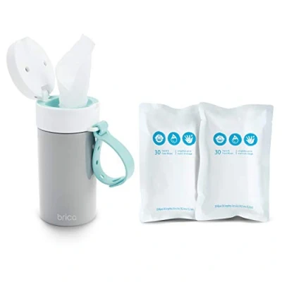 Image of Munchkin Clean to Go Wipes Container Starter Pack, Includes 60 Unscented Hand &amp; Face Baby Wipes, 99 Percent Water with Chamomile Aloe