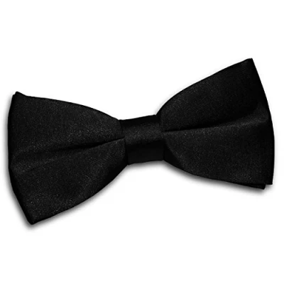 Image of DQT Men Pre Tied Plain Satin Adjustable Tuxedo Bow Tie Black