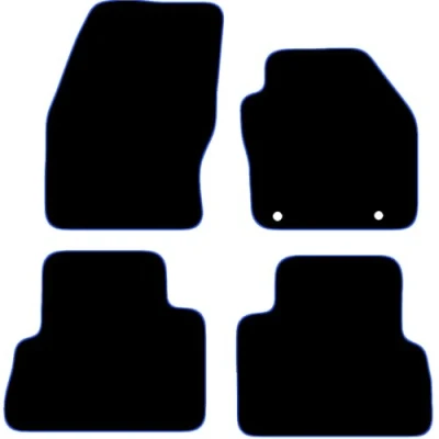 Image of Carsio Carpet Car Mats For Ford C Max (round clips) 2013 2015 Tailored Fit Floor Mat Set Complete Accessory Black Custom Fitted All Weather, Anti Slip Backing &amp; Blue Trim