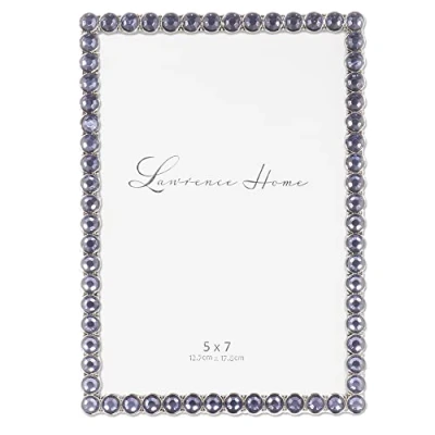 Image of 5x7 Silver Metal Sparkle Frame Midnight Blue