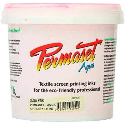 Image of Permaset Aqua Standard 1 Litre Pink Screen Printing Ink for Fabric Ideal Kit Home Office, Starter Kit, Paint, Printer and Other