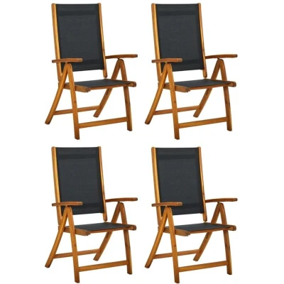Image of vidaXL Folding Garden Chairs 4 pcs Solid Wood Acacia and Textilene