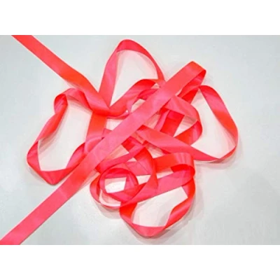 Image of Berisfords Fluorescent Pink 5mm Double Sided Satin Ribbon 100% Polyester Yarn (1 Meter)