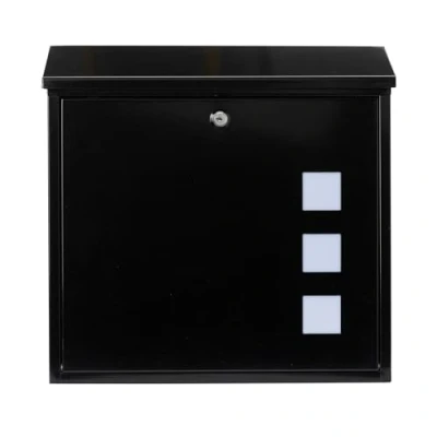 Image of Burg Wachter MB08BK Aire Wall Mounted Galvanised Steel Lockable Weatherproof Post Box Black 37x36x11cm