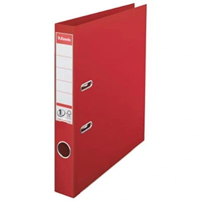 Image of Esselte, Number 1 Power, A4, Lever Arch File, 50 mm Spine, 350 Sheets Capacity, PP, Plastic Cover, File Folder, 811430, Red