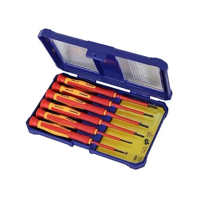 Image of Faithfull VDE Precision Screwdriver Set 6 Pc: Phillips &amp; Slotted. Rated up to 1,000V, Red / Orange