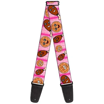 Image of Buckle Down Guitar Strap Fried Chicken Waffles Plaid Pinks 2 Inches Wide