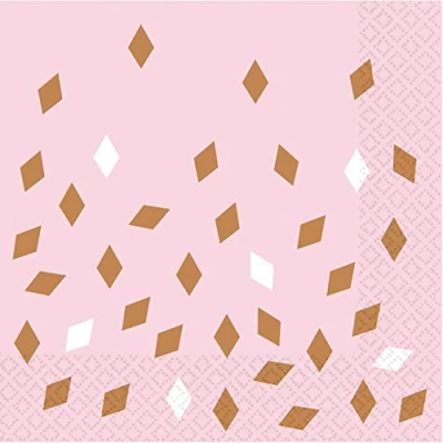 Image of 16 x Blush Pink Birthday Lunch Napkins 33 33cm
