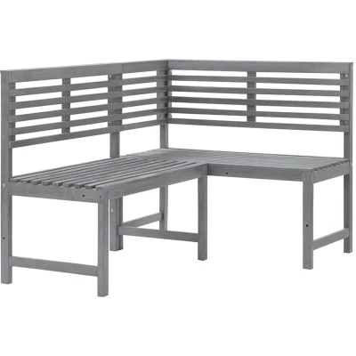 Image of vidaXL Garden Corner Bench Grey 140 cm Solid Acacia Wood