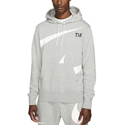 Image of Nike DD6011 M NSW SWOOSH PO SBB HOODIE Sweatshirt mens dk grey heather/white XL
