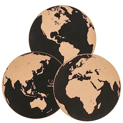 Image of EXERZ 30cm Notice Board World Map 3pcs, Bulletin Boards,Cork Memo Stick On Mounting Non Residue, Pinnable