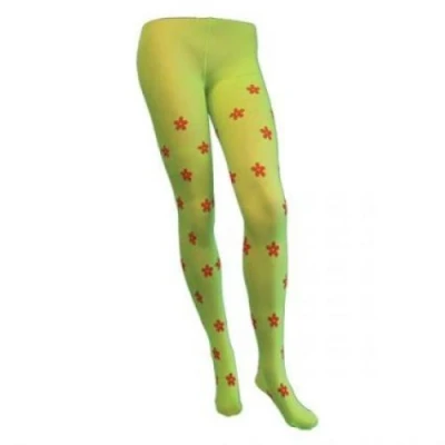 Image of TIGHTS: LIME GREEN WITH ORANGE FLOWERS