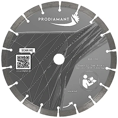 Image of Prodiamant Diamond Cutting Disc 9 inch (230mm) x 22.2 mm 10 Professional Segment with High Concentration Concrete, Stone, Brick, Universal