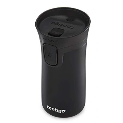 Image of Contigo Pinnacle Autoseal Travel Mug, Stainless Steel Thermal Vacuum Flask, Leakproof Tumbler, Coffee Mug with BPA Free Easy Clean Lid, 300 ml, Matte Black
