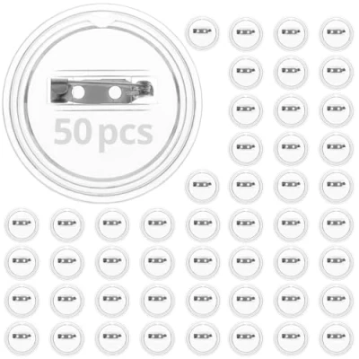 Image of QWORK® 50pcs Acrylic Pin Badges 38 mm Outer Diameter Make Your Own DIY Crafts &amp; Custom Gifts
