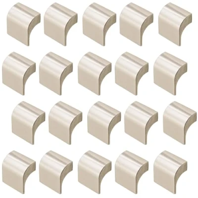 Image of Decoranddecor Amory Curved Square Knob Pull Handle for Cupboard Cabinet Zinc 32mm Hole Centre (Satin Nickel, 20 Pack)