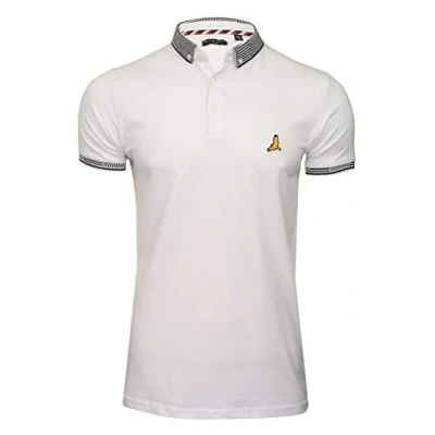 Image of BRAVE SOUL Mens Glover Polo T Shirt Cotton Short Sleeved (Optic White/Optic White) S