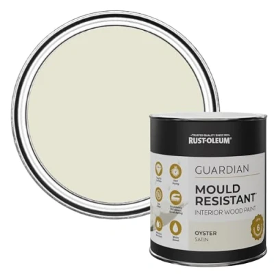 Image of Rust Oleum Beige Guardian Mould Resistant Interior Wood Paint in Satin Finish Oyster 750ml