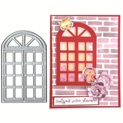 Image of Window Frame Metal Die Cuts Dies Stencil, Cutting Cut Stencils DIY Scrapbooking Cards Photo Album Craft Decorative Embossing Paper for Card Making