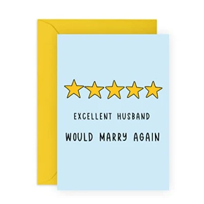 Image of Central 23 Funny Wedding Anniversary Card &#039;Excellent Husband&#039; Sweet for Husband Comes With Fun Stickers Vegan Ink