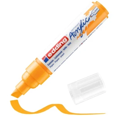 Image of edding 5000 acrylic marker broad sunny yellow 1 waterproof paint chisel nib 5 10 mm pen for drawing on canvas, art paper and wood markers pebbles