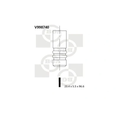 Image of 1229883 Exhaust Valve BGA V998740 23,4mm FORD: FIESTA 6, C Max, 5, PEUGEOT: Partner II Van, 207 Hatchback, 206 MINI: Hatchback