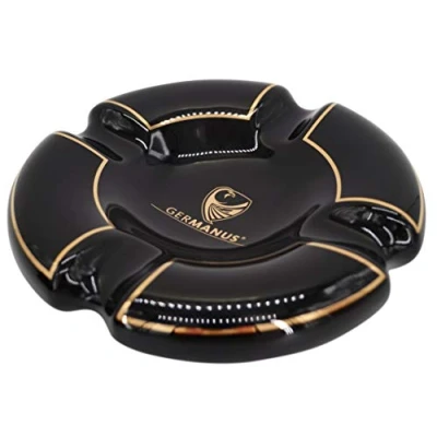 Image of GERMANUS Malta Cigar Ashtray Black Gold XL