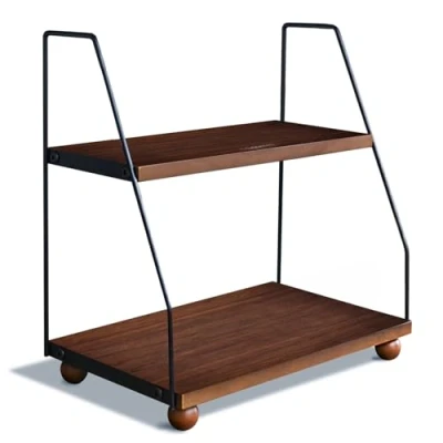 Image of Coffee Station Organizer, Wooden Bar Accessories Organiser for Countertop, 2 Tier Cupboard Shelf Organiser, Small Caddy Tea Counter Top Storage Kitchen, Home, Office, Red Brown