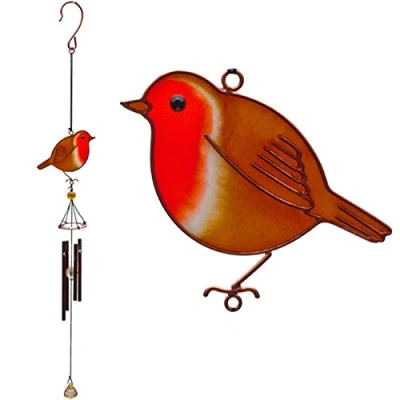Image of Multicolor Metal Robin Windchime 51cm x 8cm (1 Pc.) Eye catching &amp; Unique Dsign, Melodious Home Decor Perfect Garden Addition Revitalizing Gift Idea