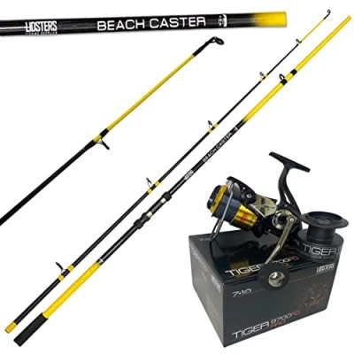 Image of LFS Beachcaster Sea Fishing Rods 12ft 2pc +Lidsters Tiger 870 7+1 Reel 30lb