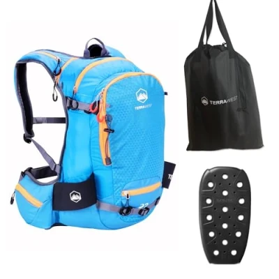 Image of TerraWest Core 22 Ski Backpack (Recco Reflector &amp; Back Protector Installed) (Ocean Blue/Orange)