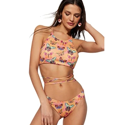 Image of Trendyol Womens Knit Bikini Top Swimwear, Very Colorful, 12 UK