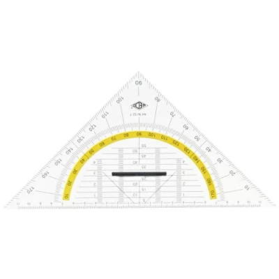 Image of Wedo 527 Geometry Set Square Drawing Drafting Triangle Plastic Hypotenuse with Removable Handle, 25 cm, Transparent