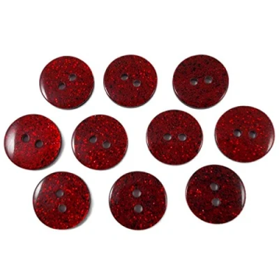 Image of Colour Dark Glitter Buttons 12mm Pack of 10 (Red)