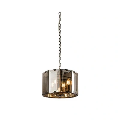 Image of Clooney 4 Light Ceiling Pendant Slate Grey Gloss Paint, Smoke Cut Glass, E14