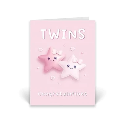 Image of Rib ticklerz Twin Girls Pregnancy Card New Baby Cards Twins Congratulations Maternity Leave Mummy To Be Shower Present Colleague Friend CD526