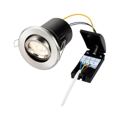 Image of Saxby 50681 50W shieldPLUS MV Tilt Recessed Fire Rated Downlight GU10 Ceiling Spotlight Satin Silver