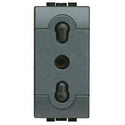 Image of Bticino SL4180F L4180 Living International Series 2P+T 10/16A Two Step Socket, 250 V, Anthracite
