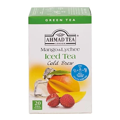Image of Ahmad Tea Mango &amp; Lychee Cold Brew Green 20 Teabag Sachets