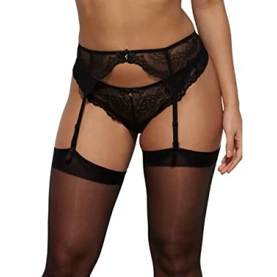 Image of Gossard Women&#039;s Superboost Lace Suspender Garter Belt, Black, X Large