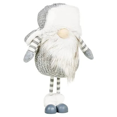 Image of URBNLIVING Christmas Standing Gnome Gonk Decoration Red Grey Xmas Decor (42cm)