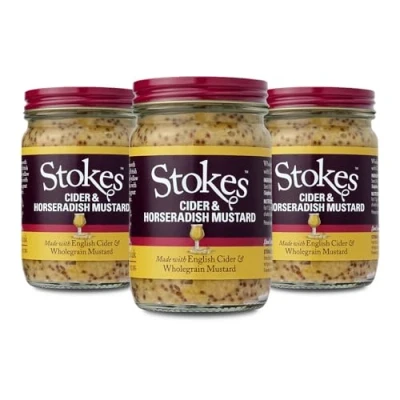 Image of Stokes Cider &amp; Horseradish Wholegrain Mustard 185g Pack of 3